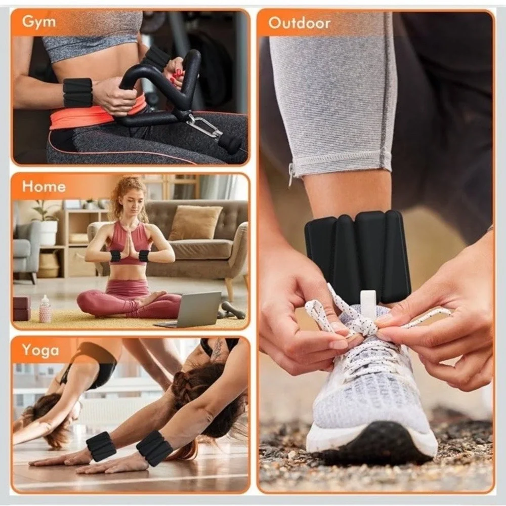 (QTY 2) Wrist & Ankle Weights,‎ 1 lb. For Gym Workout - Black